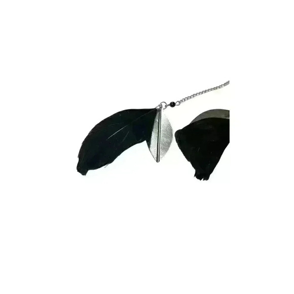 Long Feather Earrings with Ear Wire 8,5 inch drop - Picture 3 of 4
